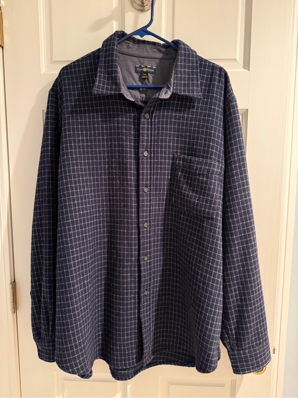 Men's Club Room Blue Plaid Button-Front Long Shacket XXL